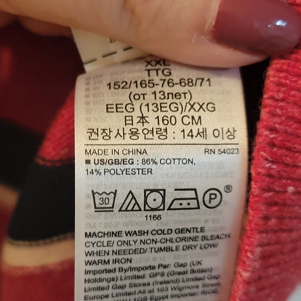 GAP red striped sweater XXL/14